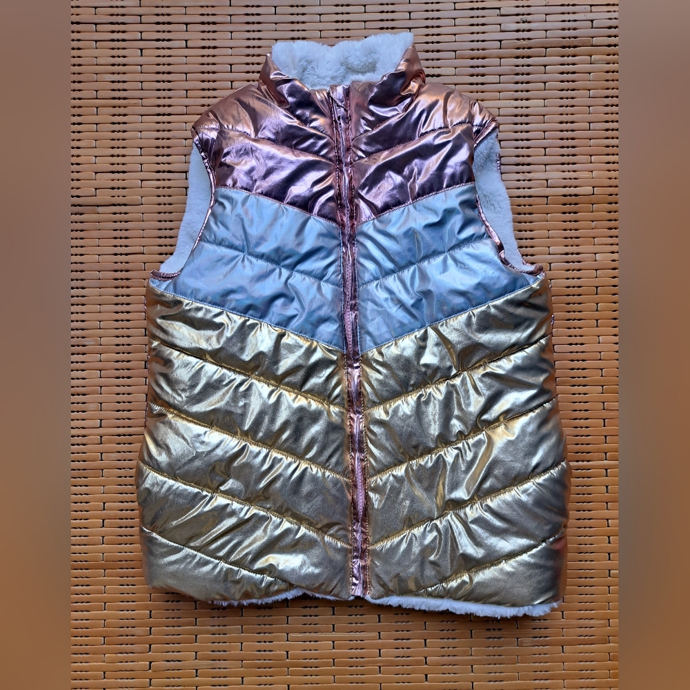 Epic Threads Sherpa Lined Metallic 90's Puffer Jacket Vest